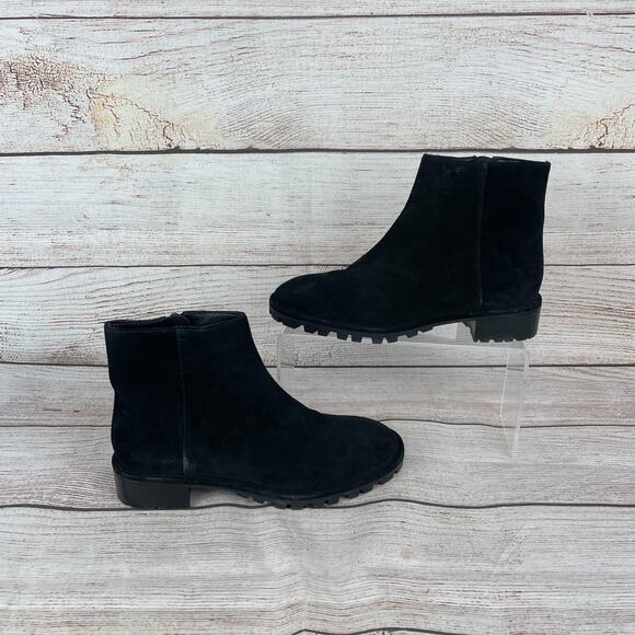 Stuart Weitzman Maelie Womens Sz 5B Suede Booties Black Zip - Picture 1 of 10